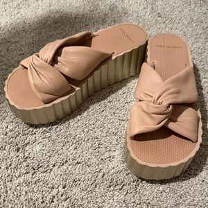 Tory Burch Blush Knotted Leather Slide Sandals